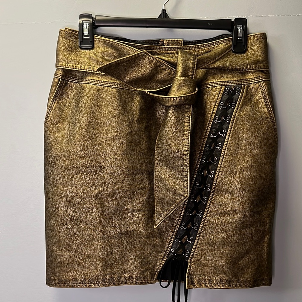 William Rast Skirt, Gold, Laced Detailing